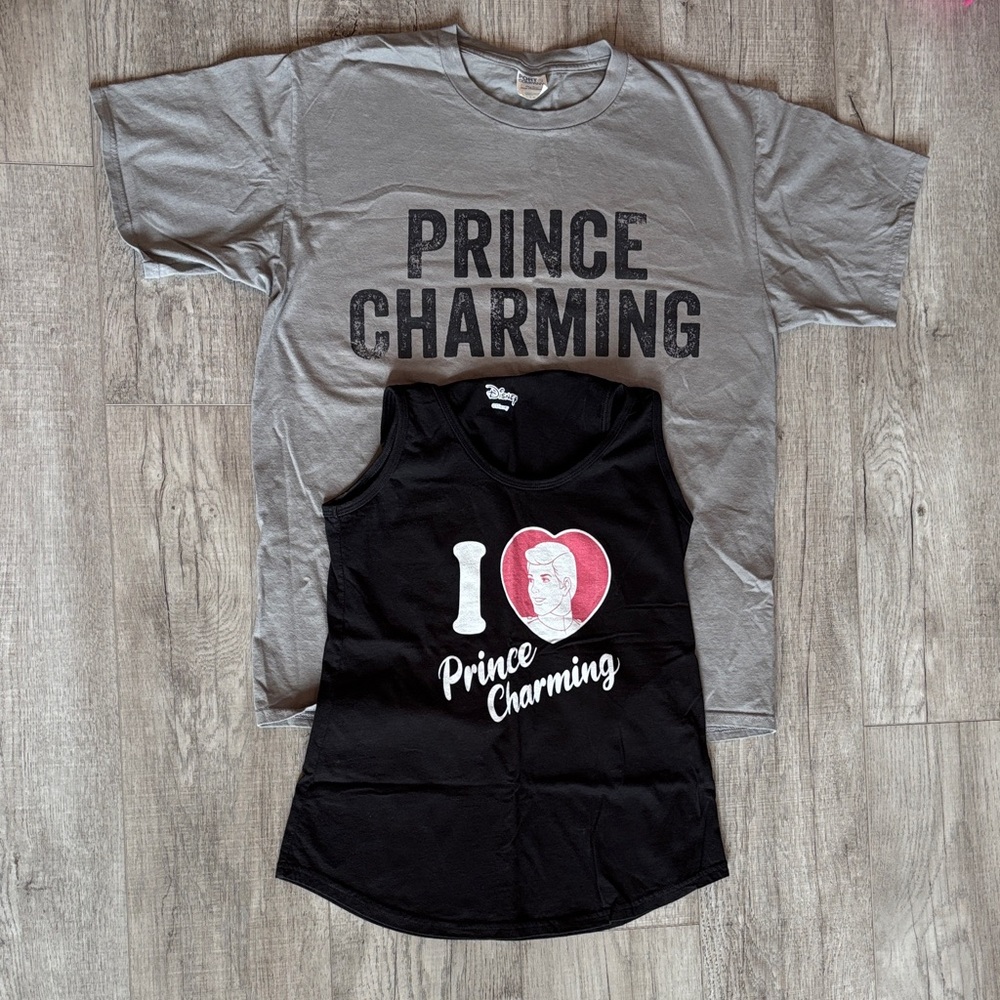 Prince Charming Gray and Black adult couples Disney Shirt Set